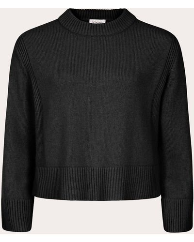 Loop Cashmere Cropped Knit Sweatshirt - Black