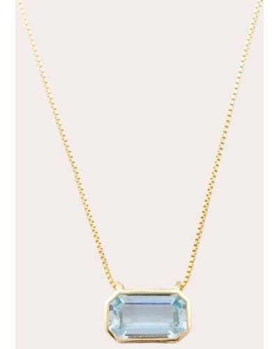 Yi Collection Aquamarine Nouveau Pendant Necklace - White