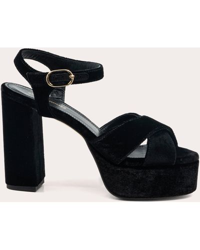 Andrea Gomez Bella Velvet Platform Sandal - Black