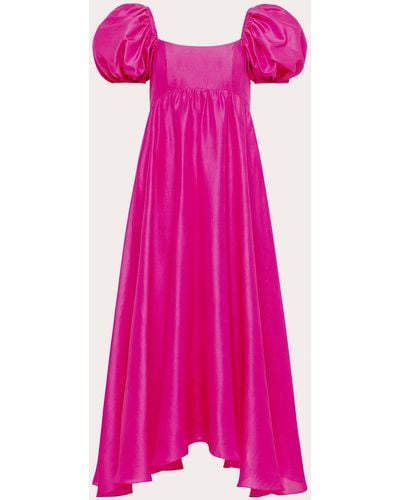 Azeeza Rory Raw Silk Midi Dress - Pink
