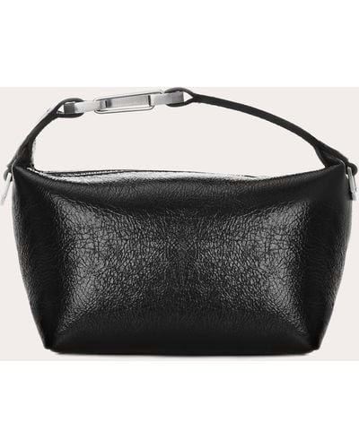 Eera Laminated Tiny Moon Bag Suede/leather - Black