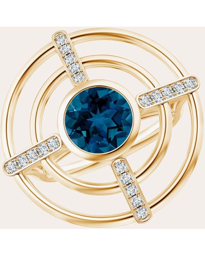 Natori Blue Topaz & Diamond Bar Circle Ring