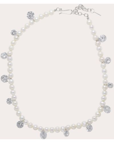 Completedworks Freshwater Pearl & Cubic Zirconia Choker Necklace Sterling Silver - Natural