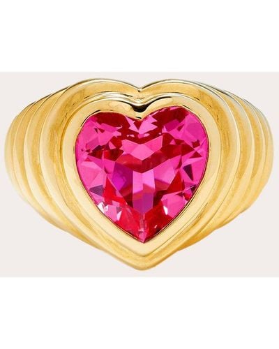 Yvonne Léon Crystal Heart Berlingot Ring - Pink