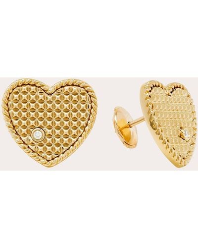 Yvonne Léon Diamond & 9k Heart Picotti Stud Earrings - Metallic