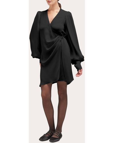 Careste Amal Silk Wrap Dress - Black