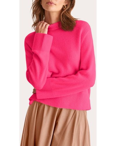 Loop Cashmere Cropped Knit Sweatshirt - Pink