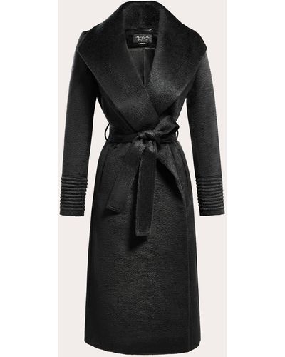 Sentaler Suri Alpaca Shawl-collar Long Wrap Coat - Black