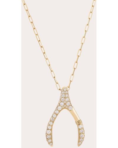 MYSTERYJOY Large Wishbone Pavé Pendant Necklace - Natural