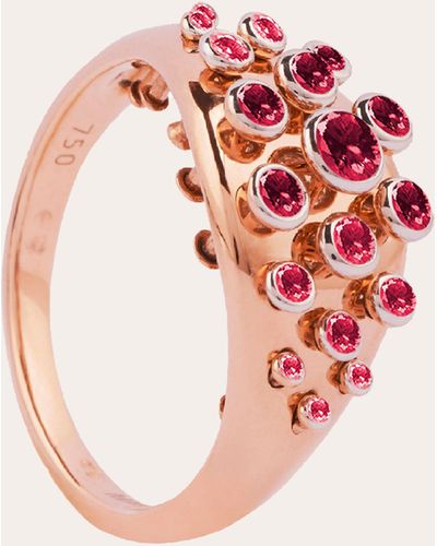 Marie Mas Women's Ruby Queen Wave Ring - Pink