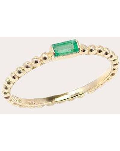 Anzie Dew Drop Emerald Baguette Ring - Natural