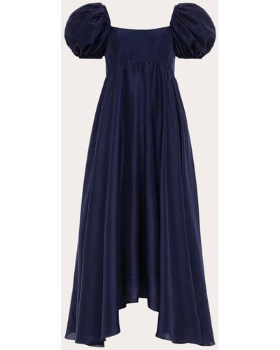 Azeeza Rory Raw Silk Midi Dress - Blue