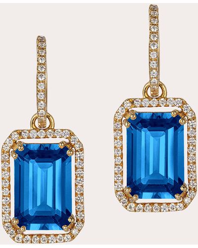 Goshwara Diamond & London Topaz Emerald-cut Hoop Earrings 18k Gold - Blue