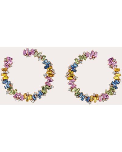 Suzanne Kalan Bold Pastel Sapphire Sideways Spiral Hoop Earrings - Natural