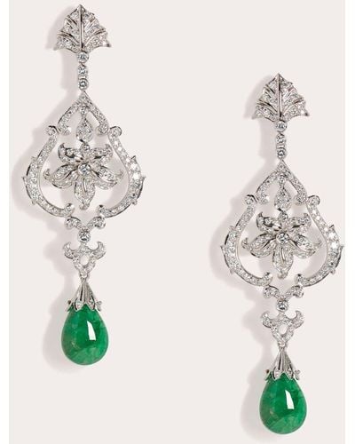 Sanjay Kasliwal Balbir Diamond And Emerald Earrings - Natural