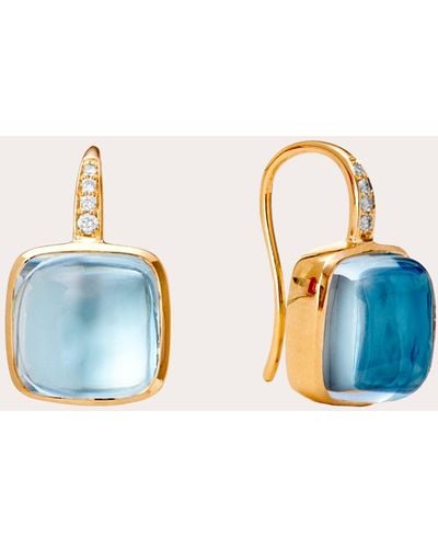 Syna Topaz & Diamond Sugarloaf Candy Drop Earrings - Blue