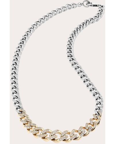 Sheryl Lowe Two-tone Pavé Diamond Tapered Link Curb Chain Necklace - Natural