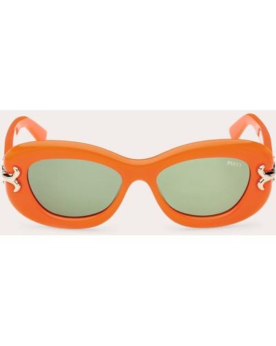 Emilio Pucci Fishtail Logo Oval Sunglasses - Orange
