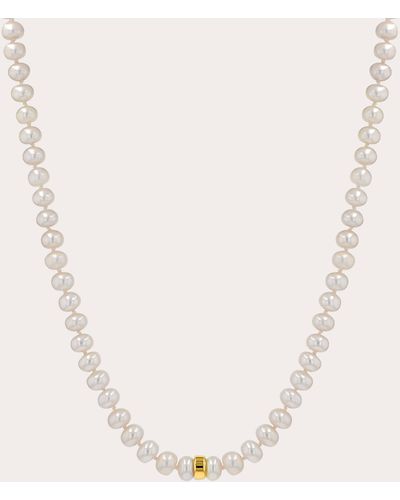 Sheryl Lowe Freshwater Pearl & 14k Gold Rondelle Knotted Necklace - Natural