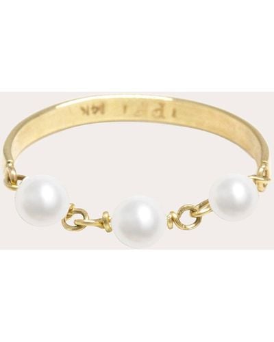 POPPY FINCH Baby Pearl Link Band Ring - Natural