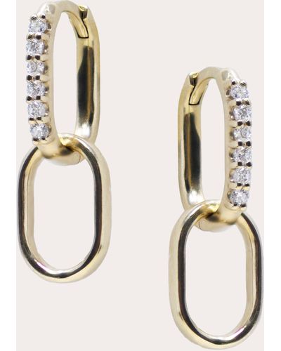 Anzie Pavé Paper Clip Double Hoop Earrings - Natural