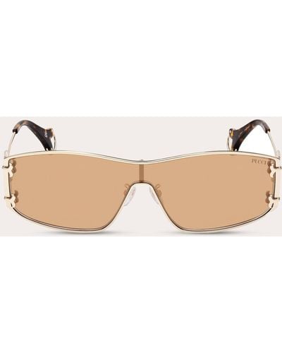 Emilio Pucci Tone & Brown Slim Shield Sunglasses Metal - Natural
