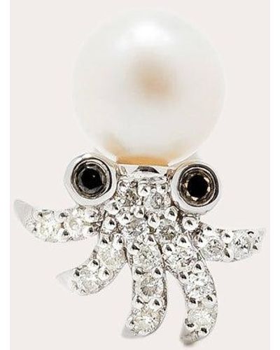Yvonne Léon Diamond & Pearl Octopus Earring - Natural