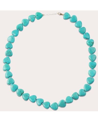 JIA JIA Turquoise Beaded Heart Necklace 14k Gold - Blue