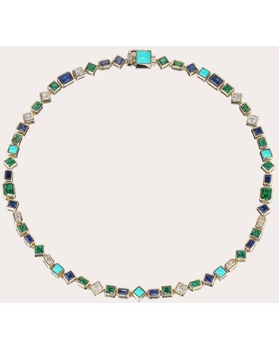 Anabela Chan Emerald Turquoise Deco Necklace 18k Gold - Natural