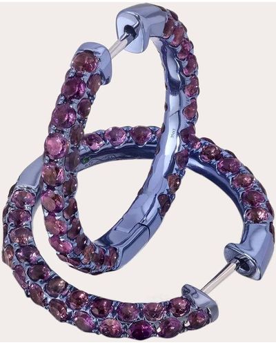 Graziela Gems Large Amethyst 3-sided Hoop Earrings - Purple