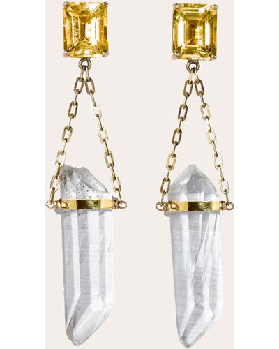 JIA JIA Citrine & Crystal Quartz Drop Earrings 14k Gold - Natural