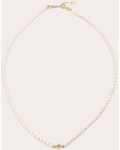 POPPY FINCH Diamond & Baby Pearl Pendant Necklace 14k Gold - Natural