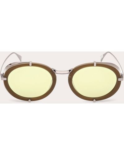 Max Mara Shiny Dark Selma Oval Sunglasses - Natural