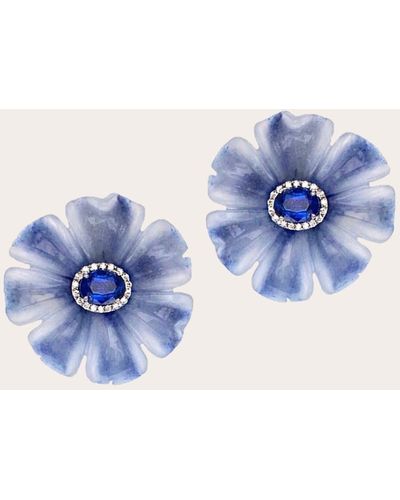Casa Castro Mother Nature Dumortierite & Cyanite Flower Stud Earrings - Blue