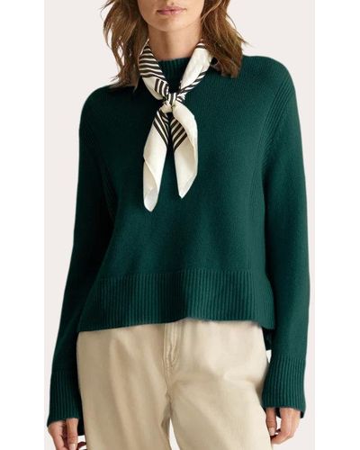 Loop Cashmere Cropped Knit Sweatshirt - Green