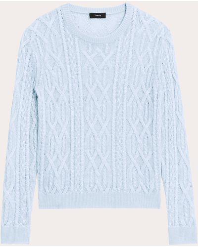 Theory Aran Cable Knit Pullover - Blue