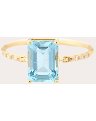 Yi Collection Aquamarine & Diamond Petite Circle Ring - Blue