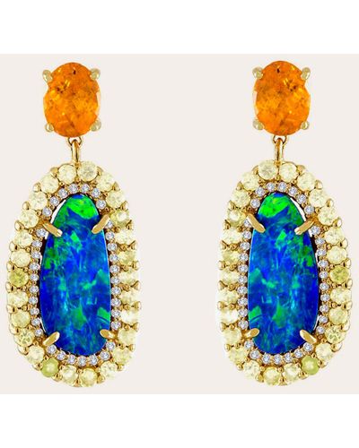 Eden Presley Boulder Opal & Diamond Drop Earrings 14k Gold - Blue