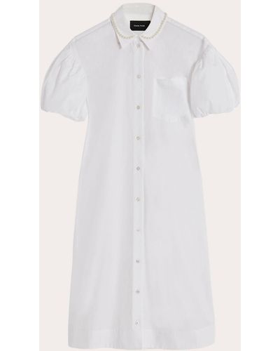 Simone Rocha Beaded Puff-sleeve Shirt Dress - White