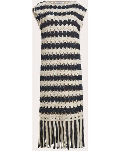 Eleven Six Shaya Stripe Crocheted Midi Dress - White