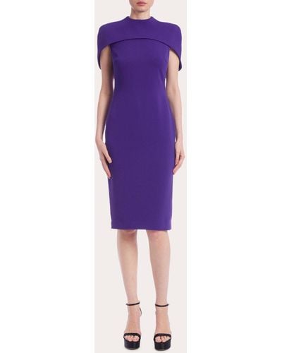 Badgley Mischka Cape-shoulder Sheath Dress - Purple