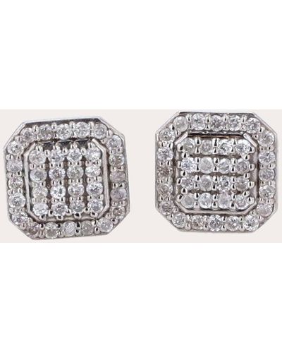 Sheryl Lowe Mini Shield Diamond Stud Earrings - Gray