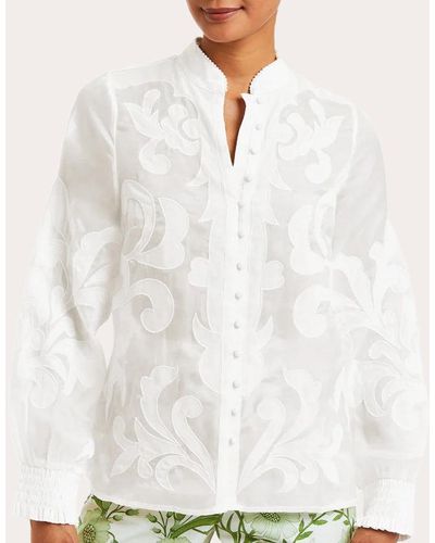 mestiza Iman Embroidered Sheer Shirt - White