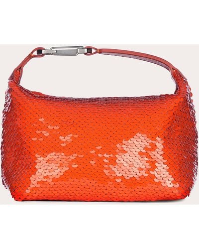 Eera Paillettes Moon Bag Suede/leather - Orange