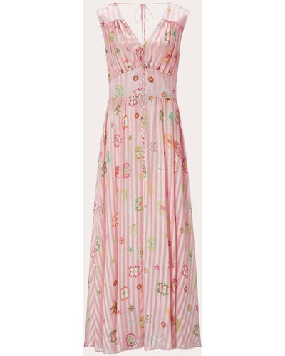 Hayley Menzies Hayley Zies Silk Lurex Sleeveless Maxi Dress - Pink