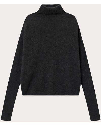 Mark Kenly Domino Tan Krystal Cashmere Turtleneck Sweater - Black