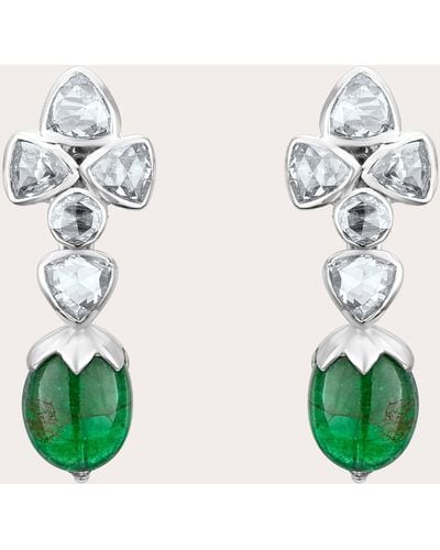 Amrapali Emerald & Diamond Bahaar Drop Earrings 18k Gold - Green