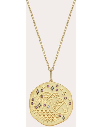 Charms Company Amethyst Aquarius Zodiac Pendant Necklace - Metallic
