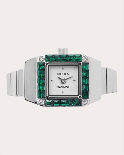 Breda Green Crystal & Stainless Steel Dalmata Time Ring - Metallic
