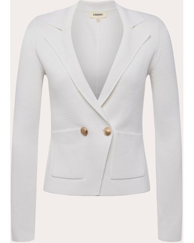 L'Agence Sofia Knit Blazer Top - White